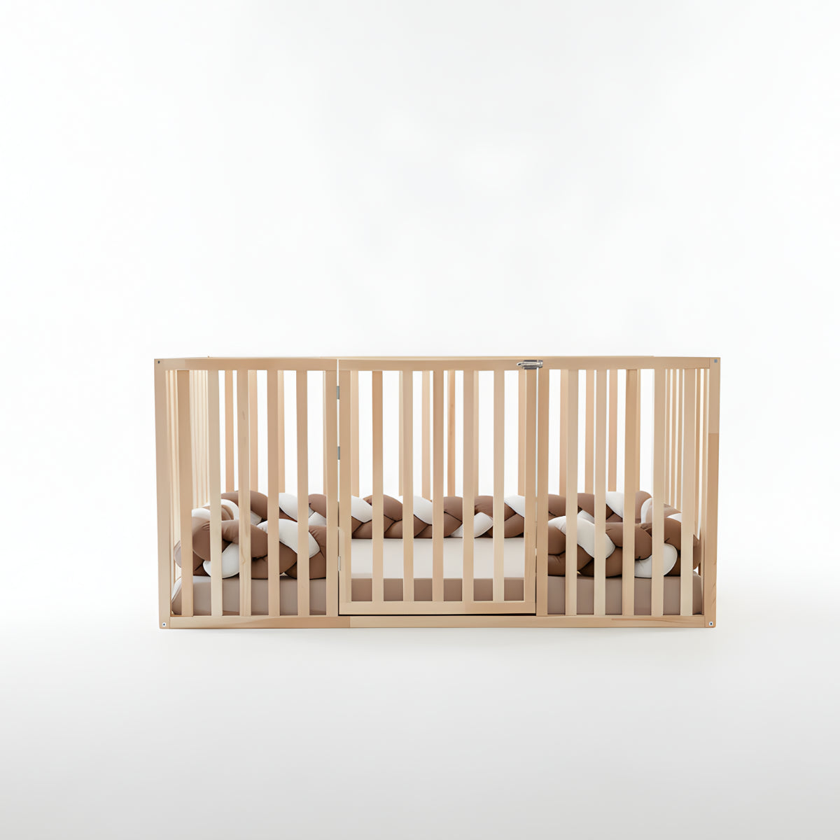 Hug Nova Montessori Toddler Bed | Solid Wood Floor Bed with High Railings and Gate