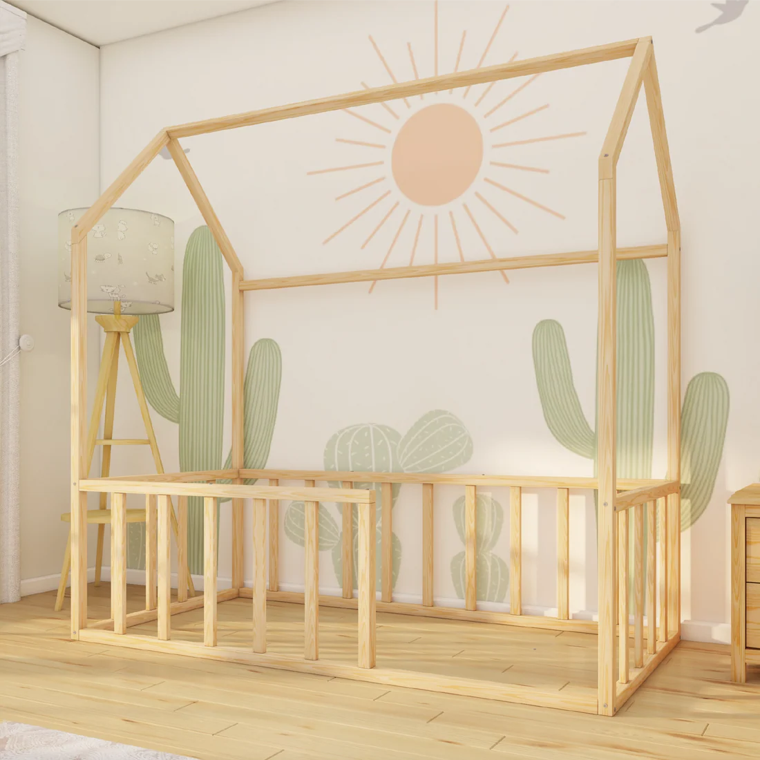 Kalisia - Montessori Playhouse Floor Bed with Railings