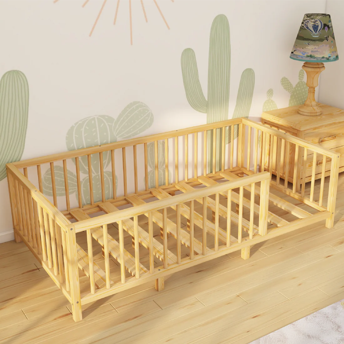 Orynda - Montessori Playpen Low Bed with Railings