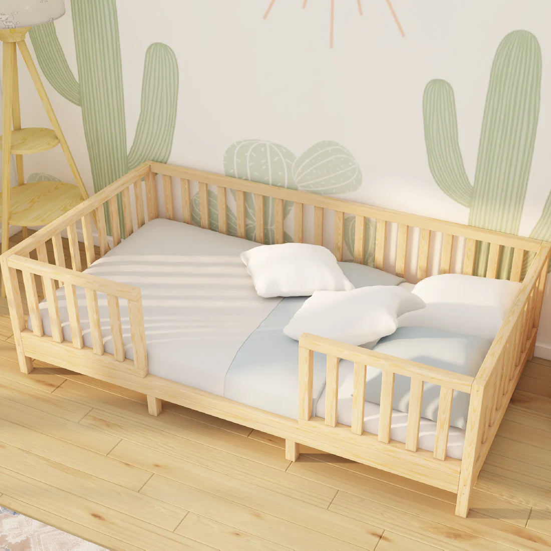 Zarion - Montessori Playpen Low Bed with Removable Railings