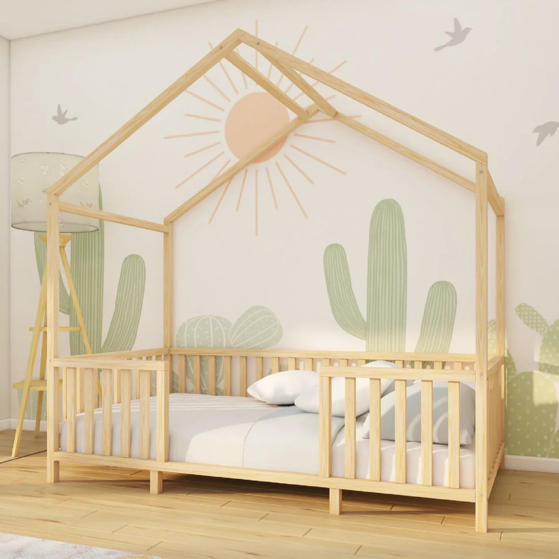 Aurelia - Montessori Playhouse Low Bed with Railings