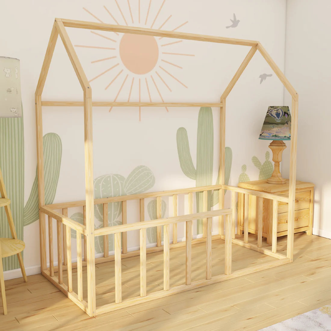 Kalisia - Montessori Playhouse Floor Bed with Railings