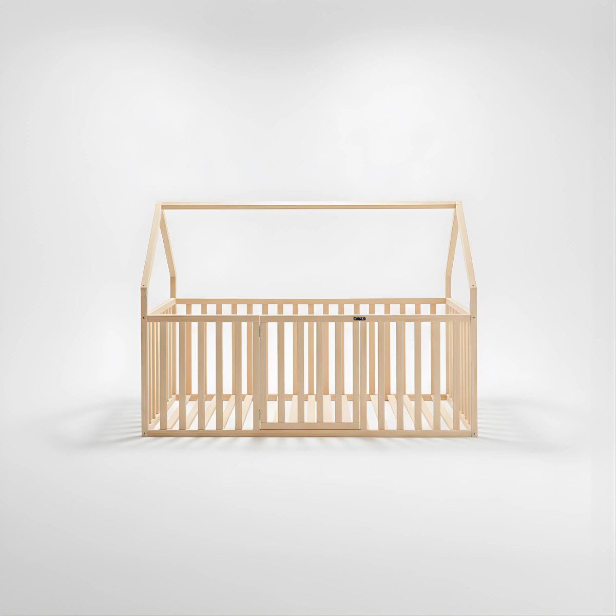 Hug Atlas Montessori Toddler Bed | Solid Wood Montessori House-Shaped Bed with Railings and Gate