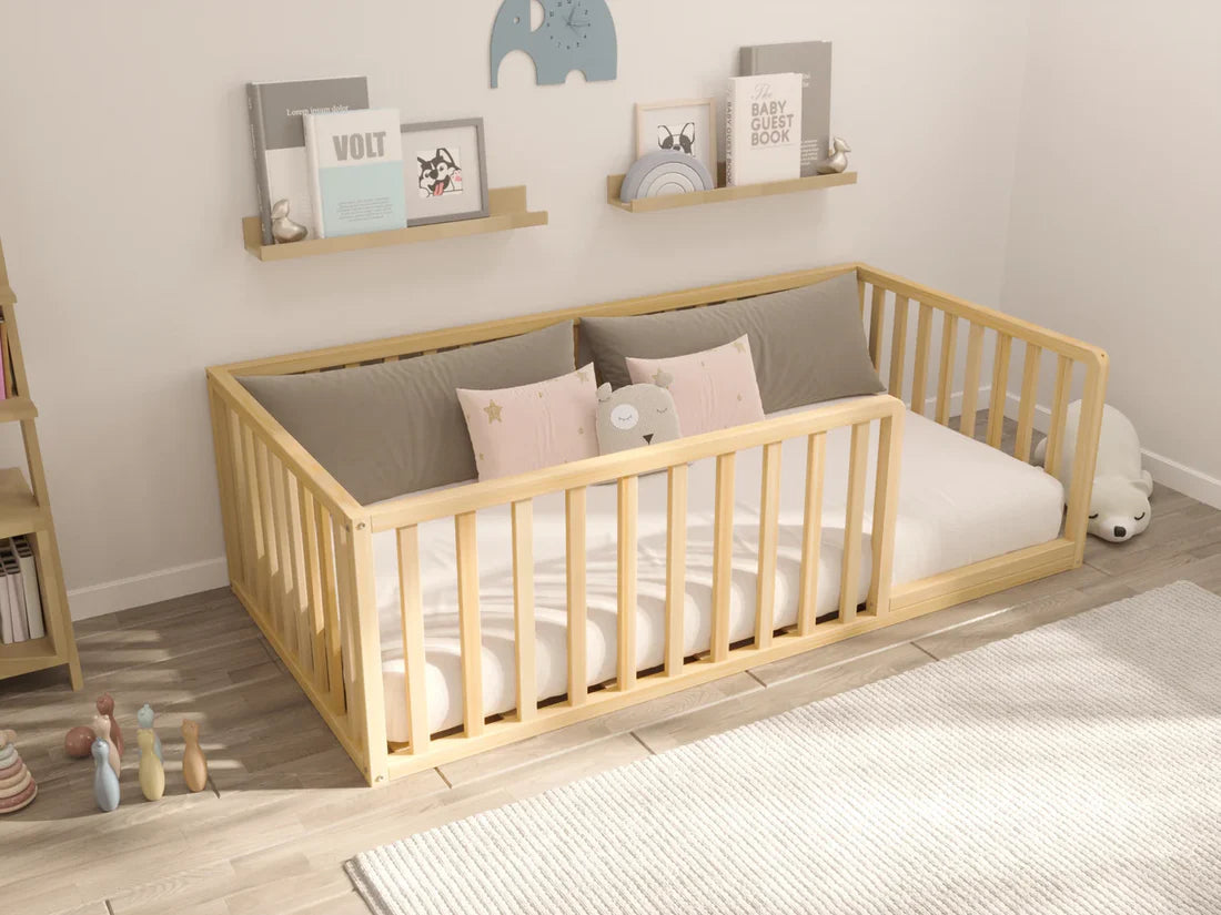 Valeris - Montessori Floor Bed with Railings and Curved Corners