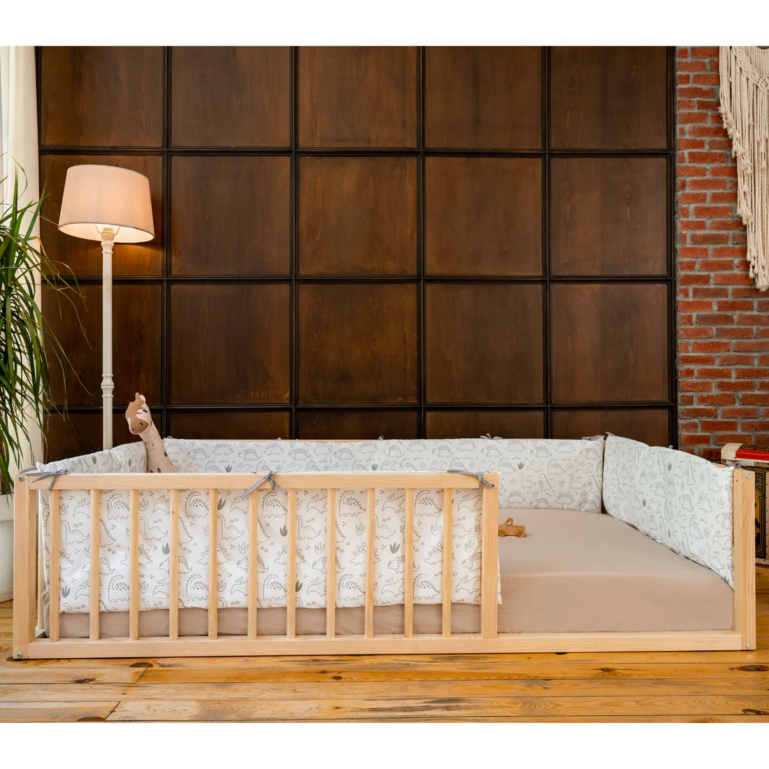 Thalora - Montessori Floor Bed with Cylindrical Railings