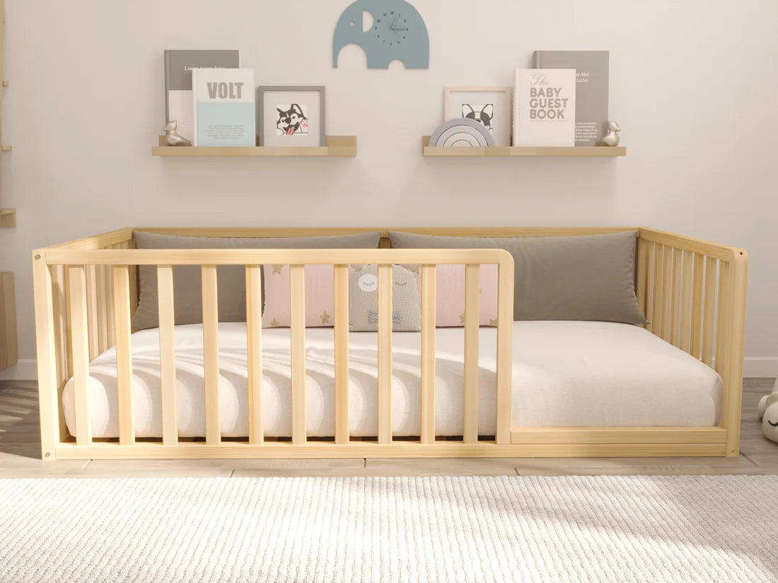 Neraya - Montessori Floor Bed with Cylindrical Railings and Curved Corners