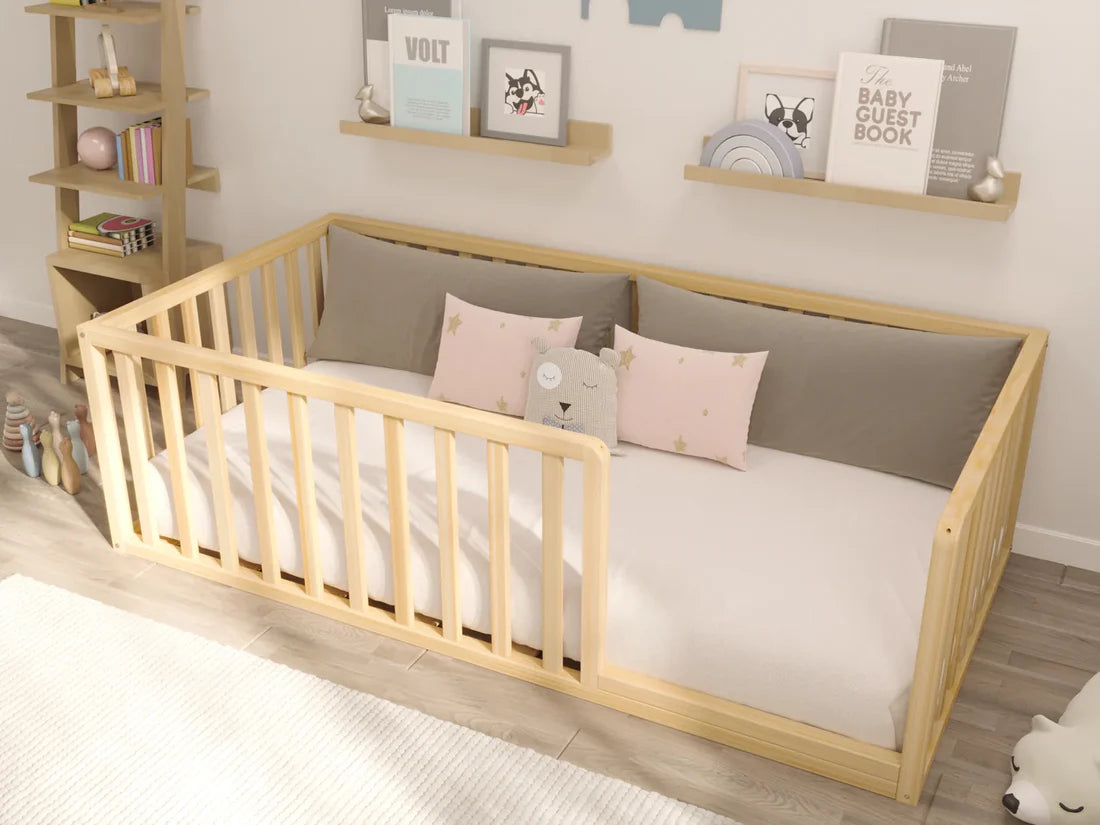 Valeris - Montessori Floor Bed with Railings and Curved Corners